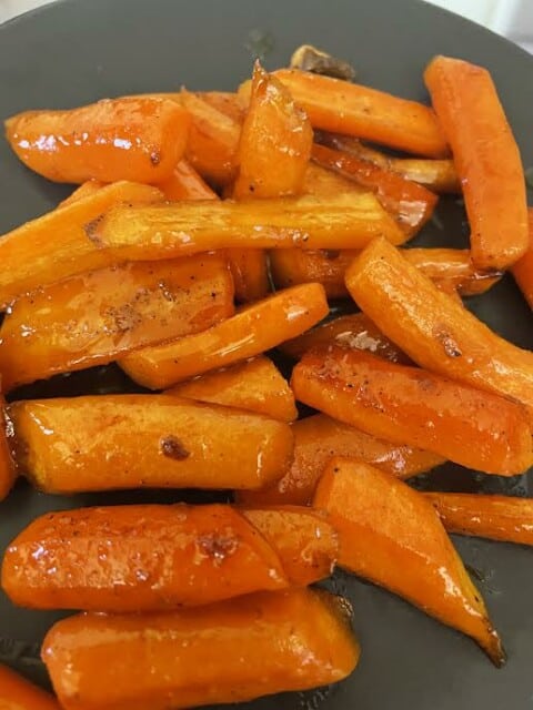 Caramlised carrots in a plate