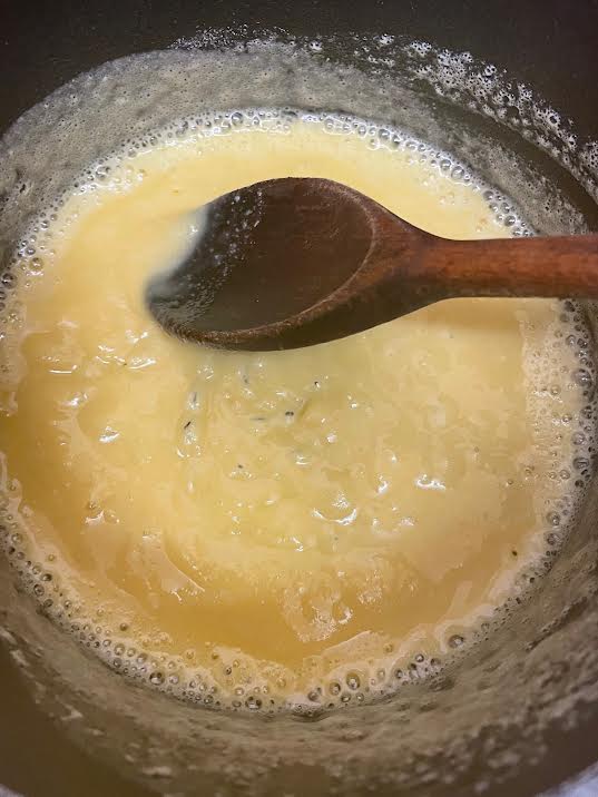 Melted butter and flour in pot