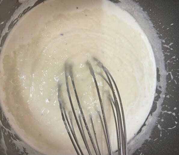 Thickened sauce on stove