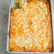 Mac and Cheese in a rectangle dish