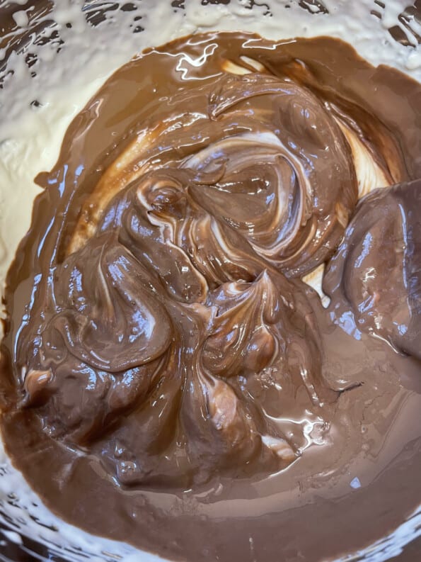 Chocolate added to stand mixer