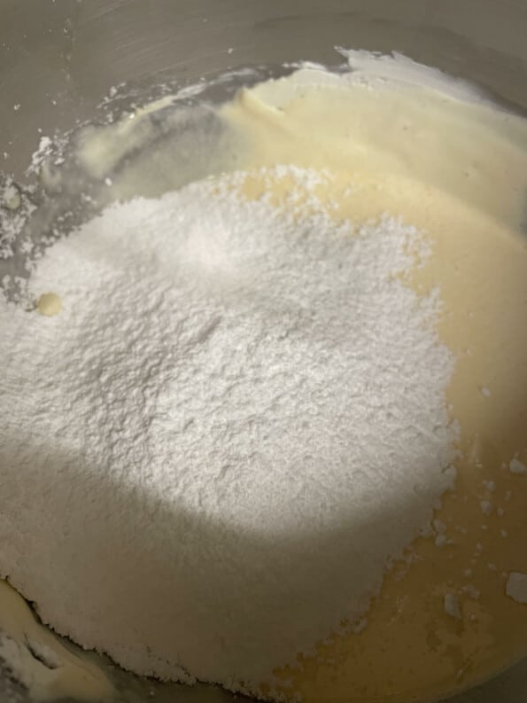 Sugar added to batter in stand mixer