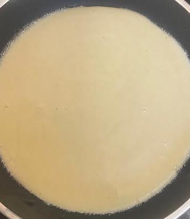 Batter added to pan