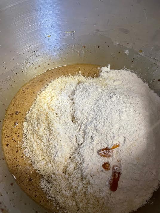 Flour added to stand mixer