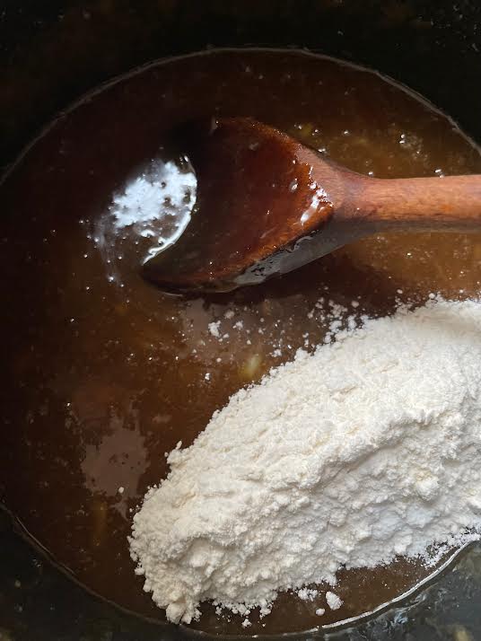 Flour added to batter 