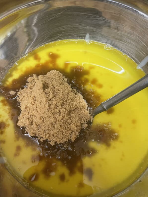 Sugar, Butter and condensed milk in a bowl