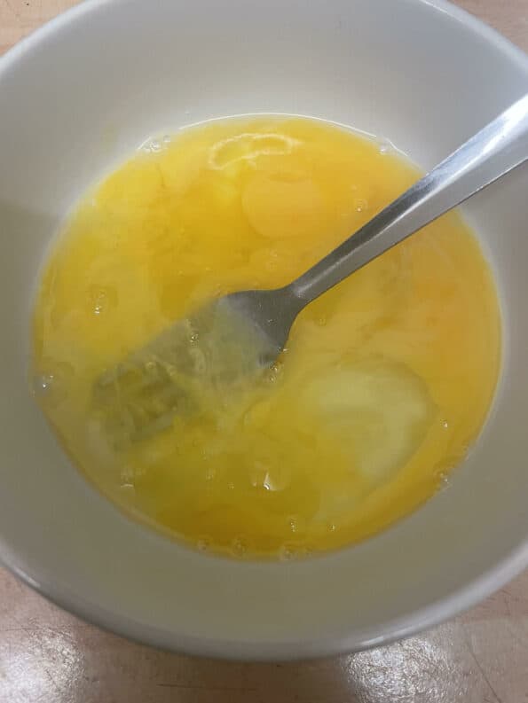 3 Eggs whisked in a bowl