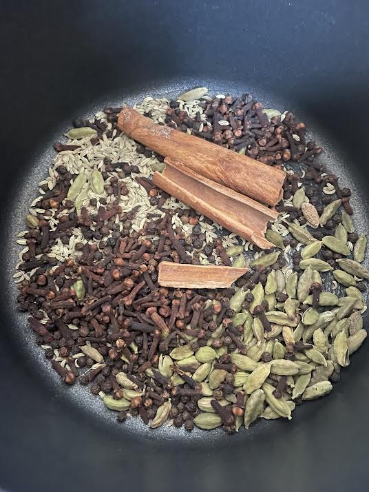 Chai spices in a pan