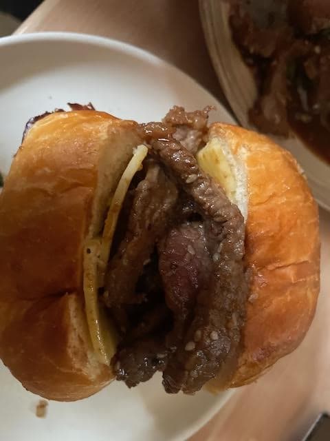 Beef added to sandwich