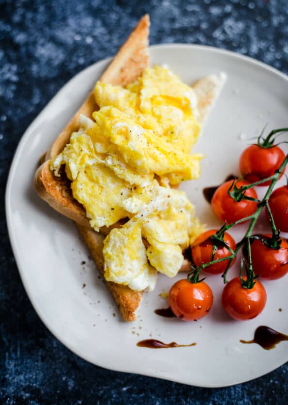 American style eggs on toast with large curds