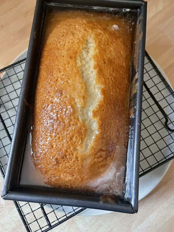 Lemon loaf cake with syrup over the top