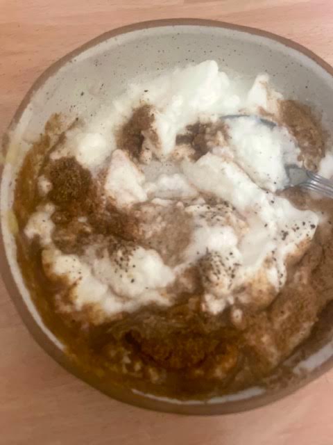 Yoghurt and Spices in bowl