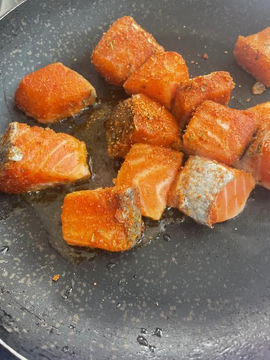 Salmon in a pan