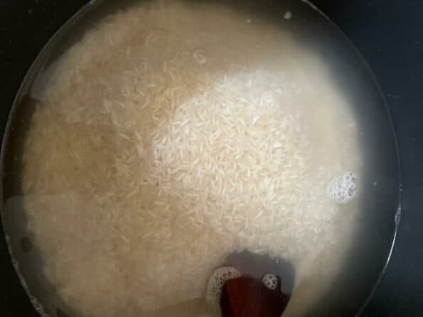 Rice added to pot