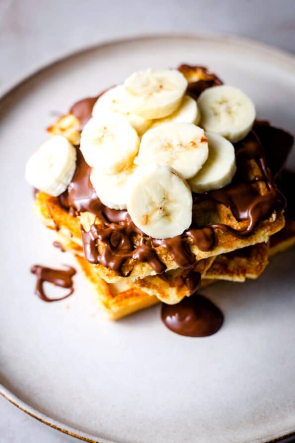 Nutella Waffles with banana and nutella on top