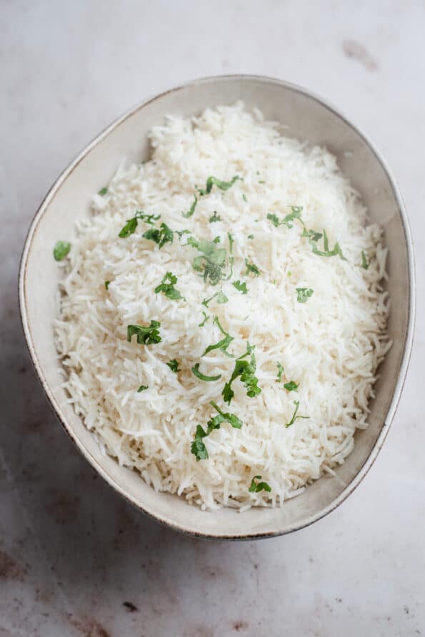 Fluffy Basmati rice in a large bowl