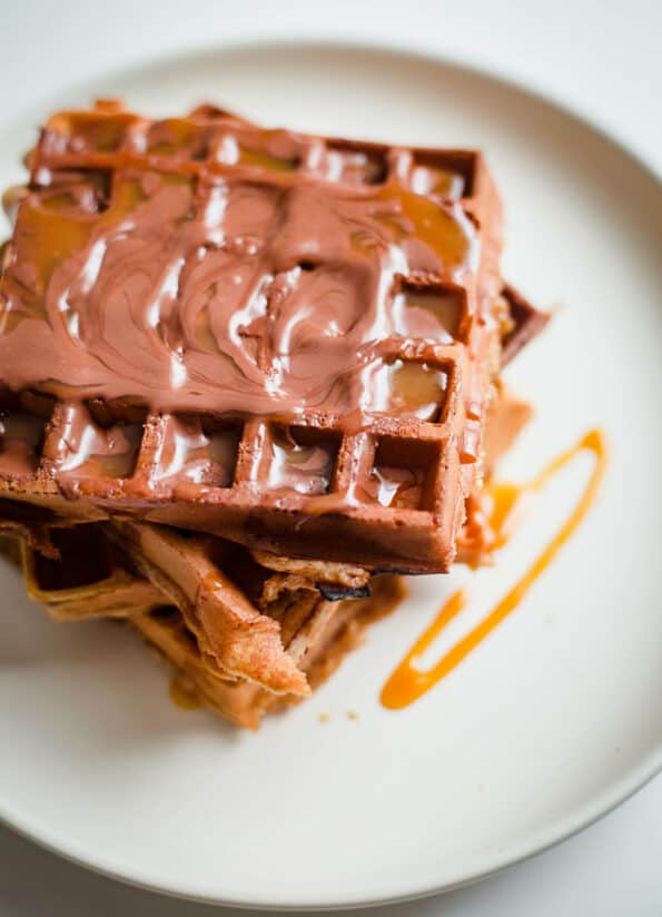 Nutella Waffles in a plate