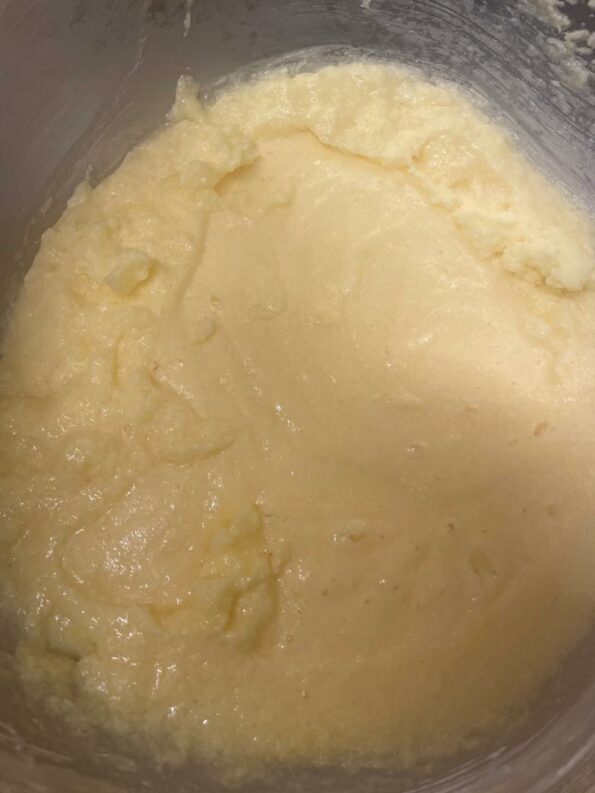 Eggs mixed into batter 