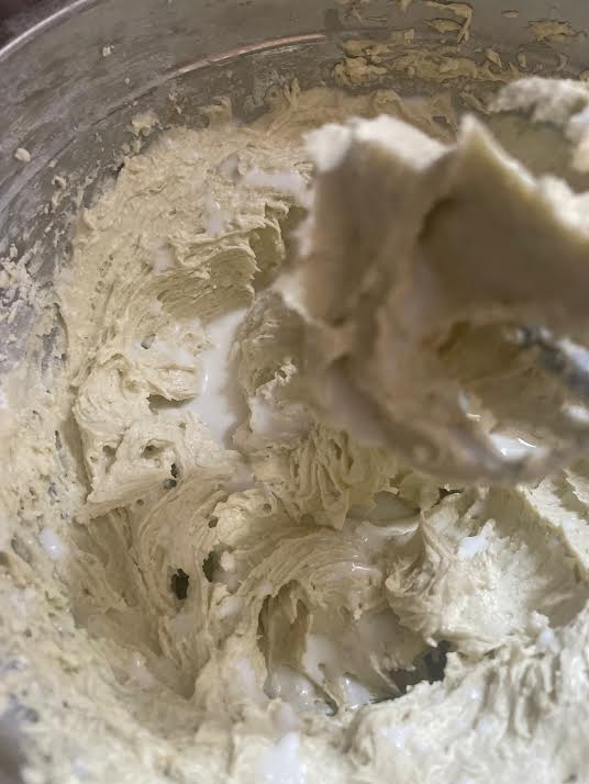 Sour Cream added to batter in bowl