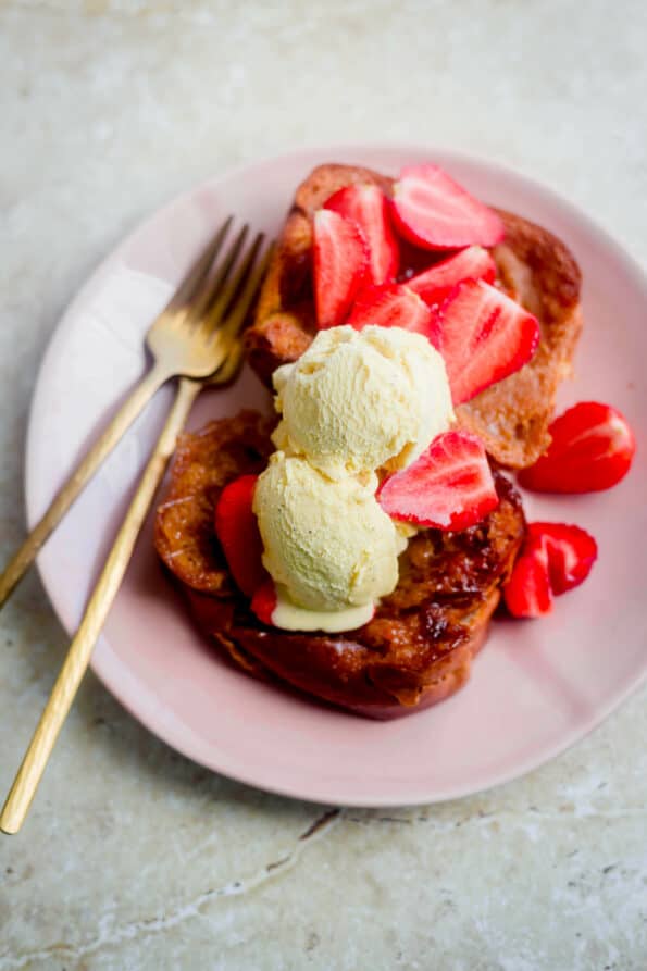 Honey Butter toast with berries and ice cream