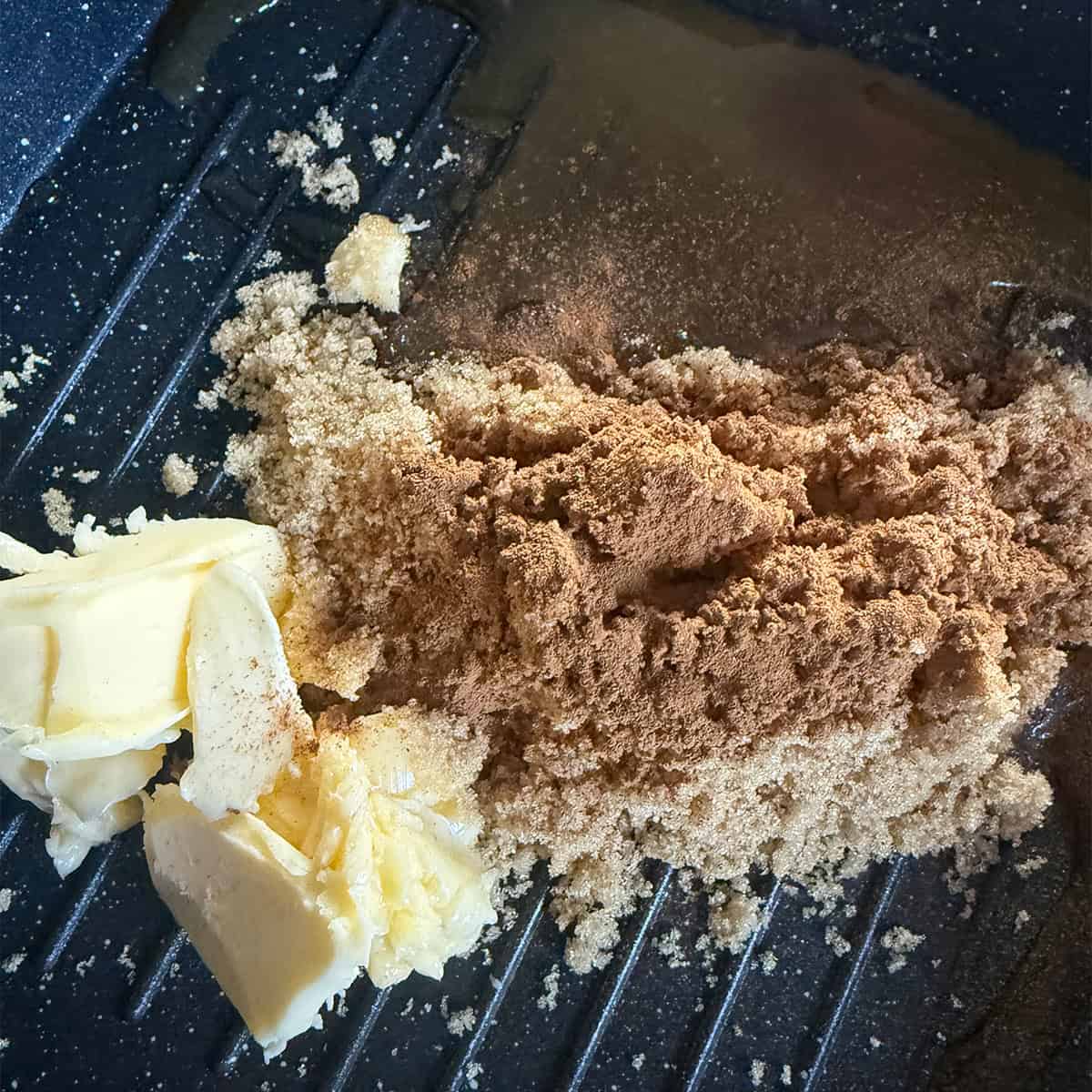 Sugar, Butter and Cinnamon in pan