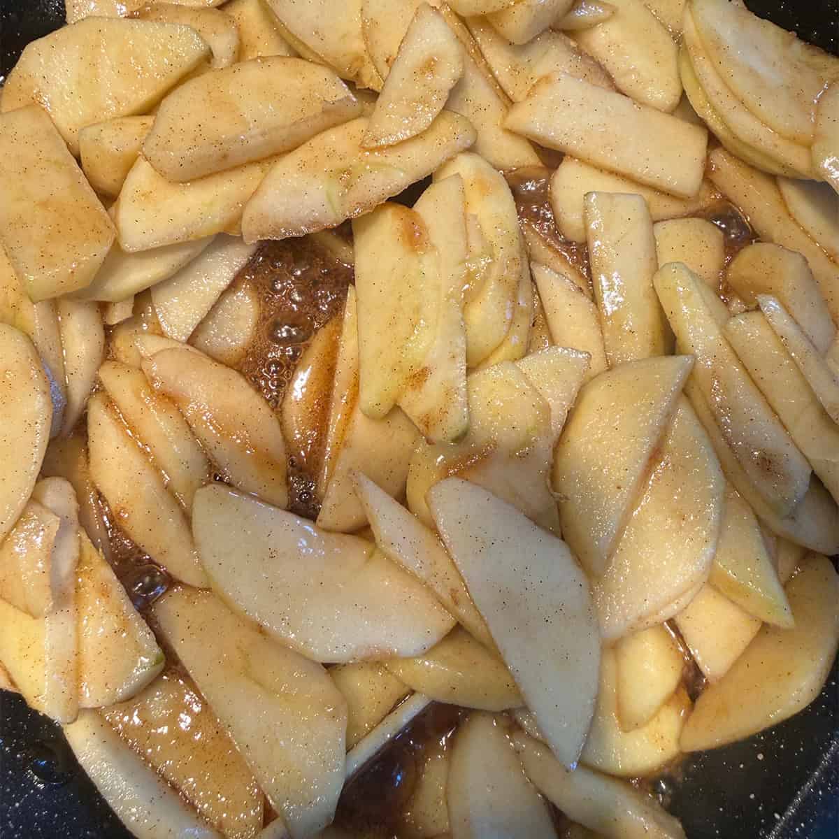 Apples added to pan