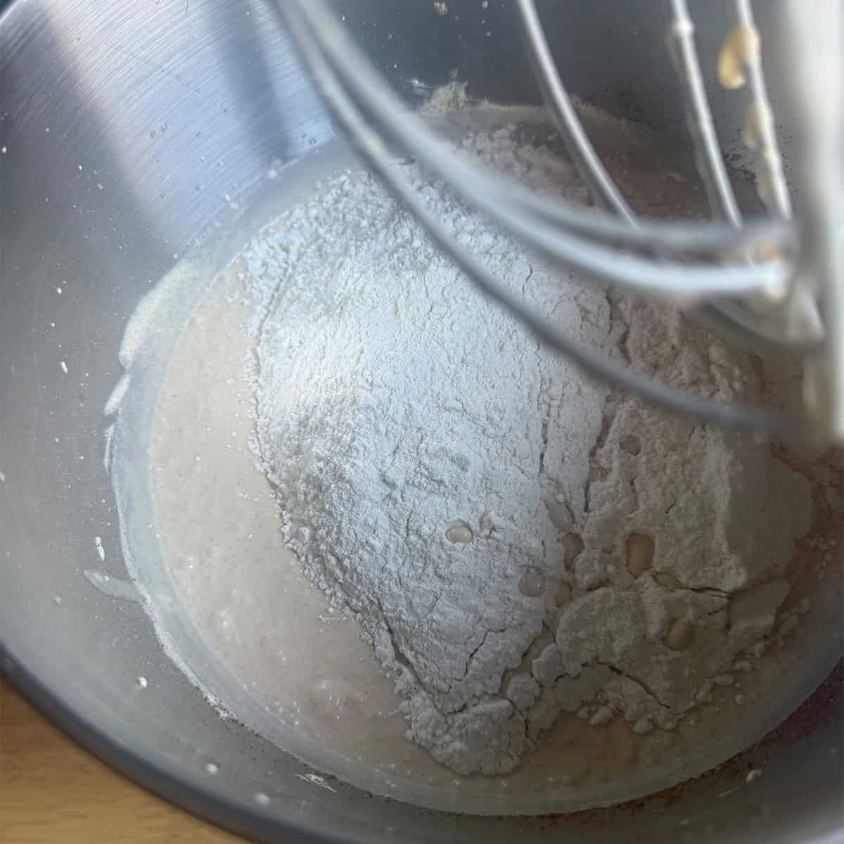 Flour added to cake batter