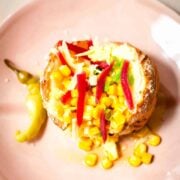 Turkish Jacket Potato in plate with filling
