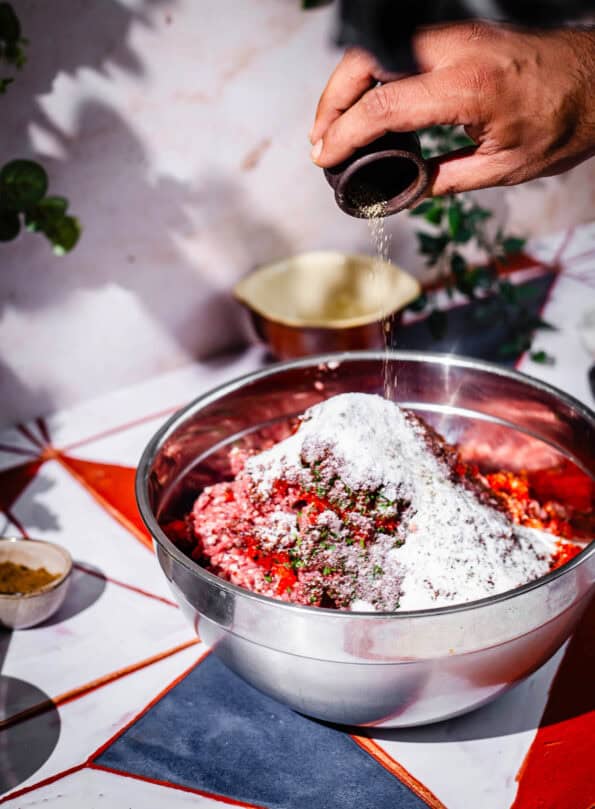 Pepper added to Lamb Mince