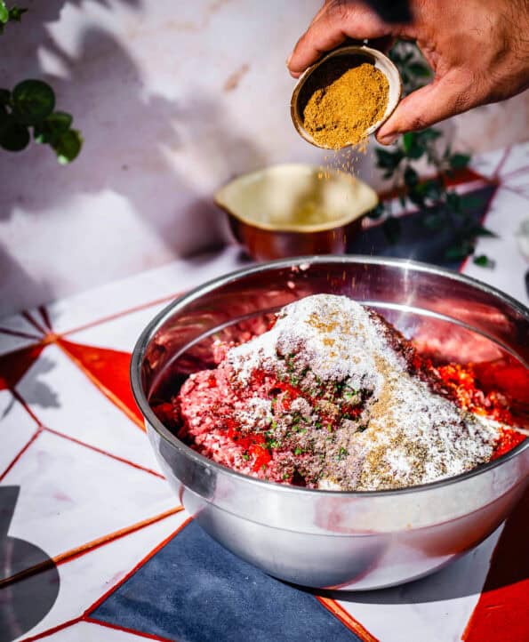 Cumin added to Lamb Mince