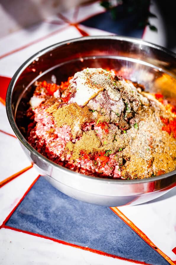 Lamb Mince with Herbs and Spices in bowl