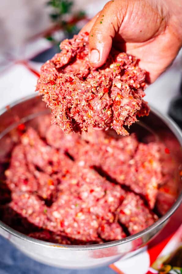 Kneaded Lamb Mince in bowl