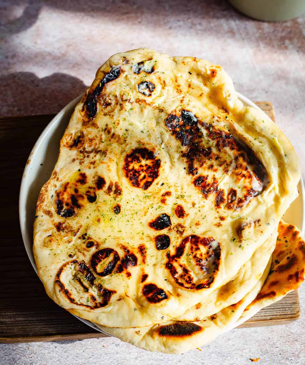 Butter Garlic Naan on a plate