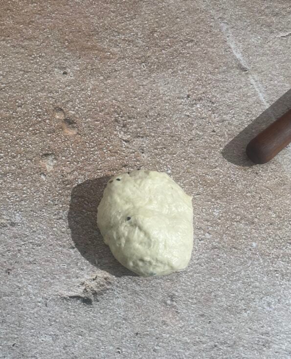 Dough ball on surface