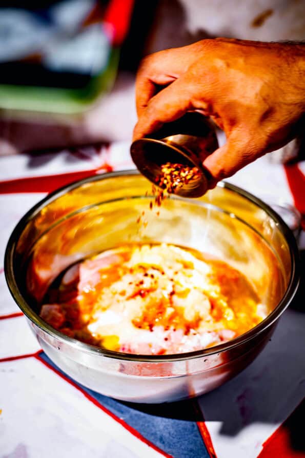 Chilli Flakes added to Chicken