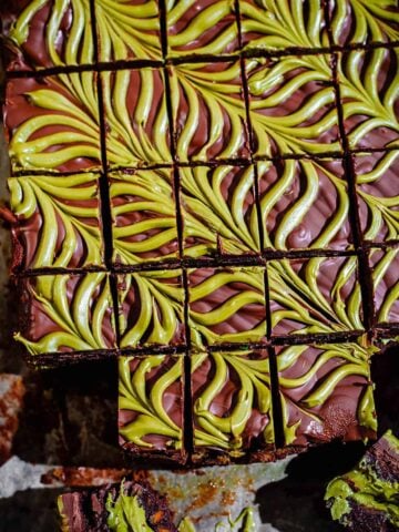 Pistachio Brownies on baking paper