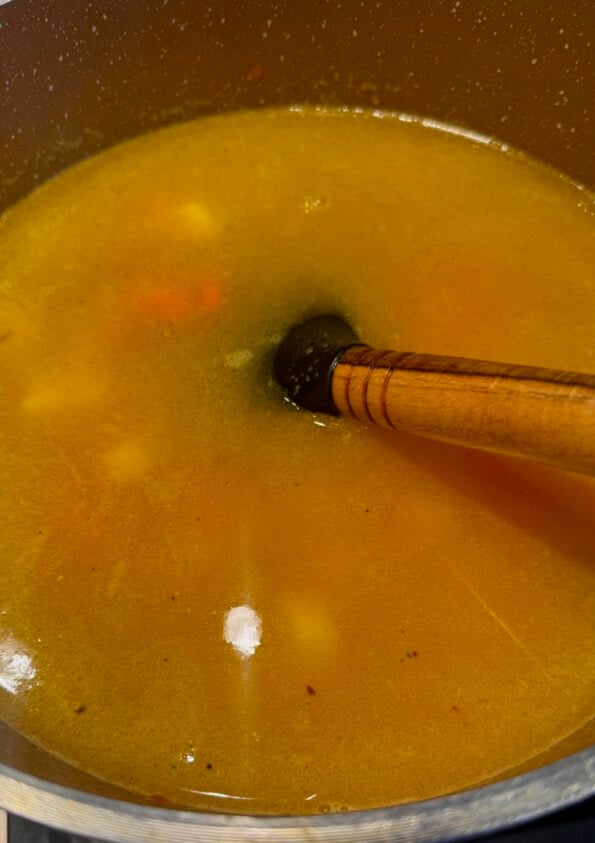 Shorbat Adas - Arabic (Middle Eastern) Lentil Soup Boiled Water added to pot