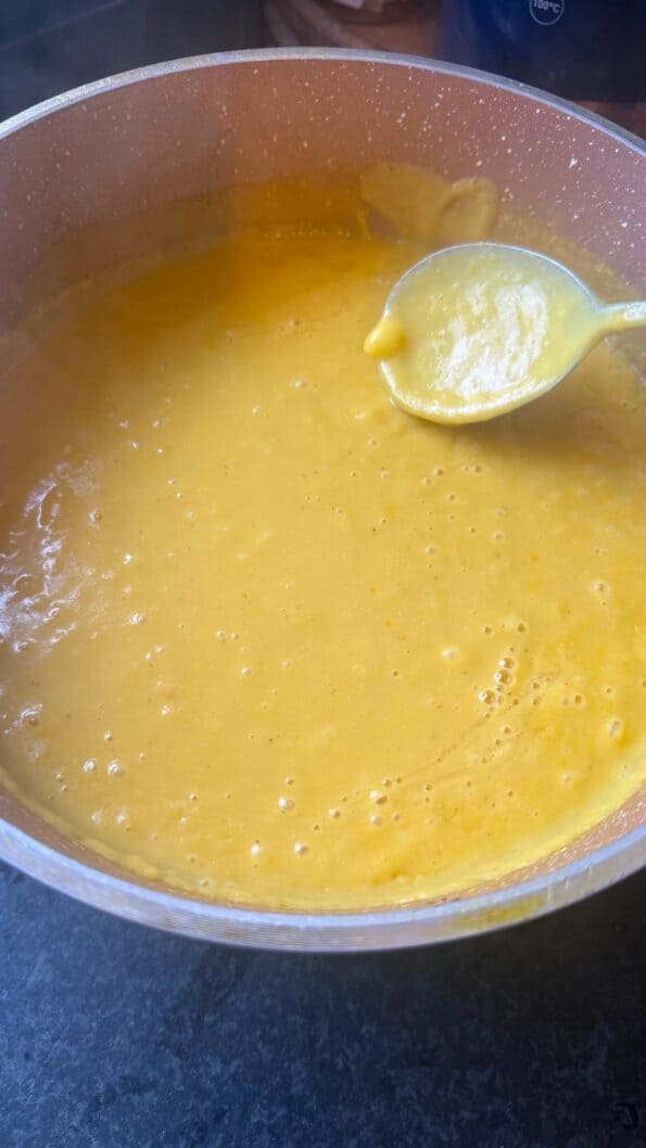 Shorbat Adas - Arabic (Middle Eastern) Lentil Soup Blended soup in pot