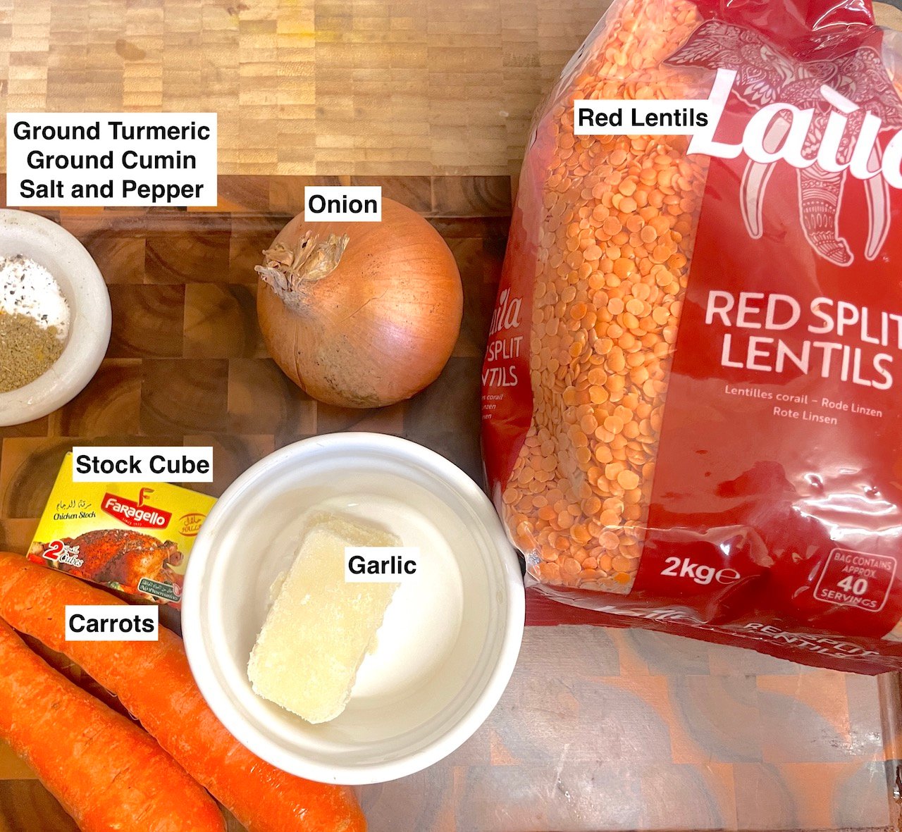 Ingredients for soup on table