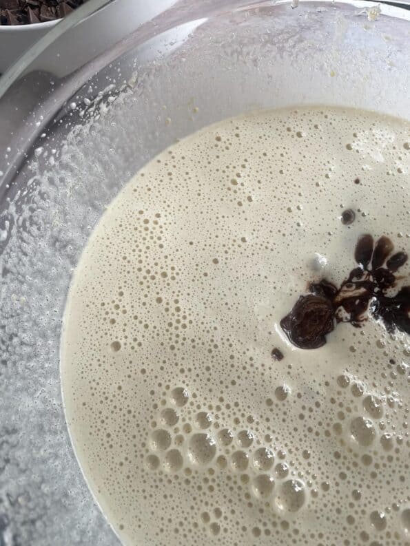 Chocolate added to egg mixture