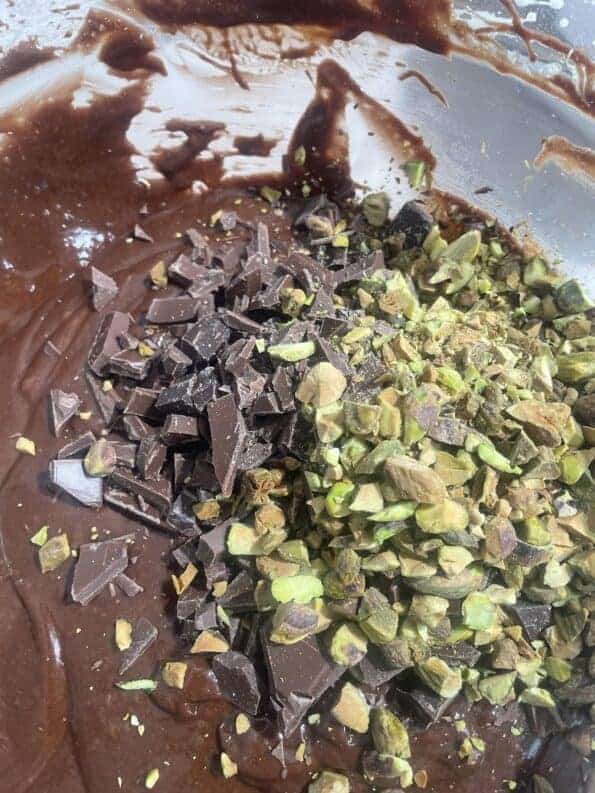 Pistachio and Chocolate added to batter