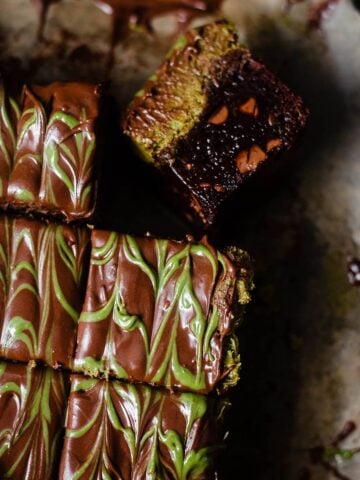 Dubai Chocolate Brownies on bakigng paper