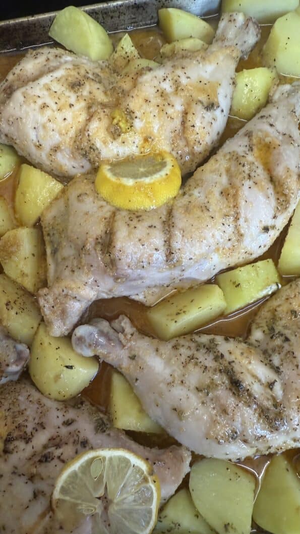 Chicken, Potatoes and Sauce in tin