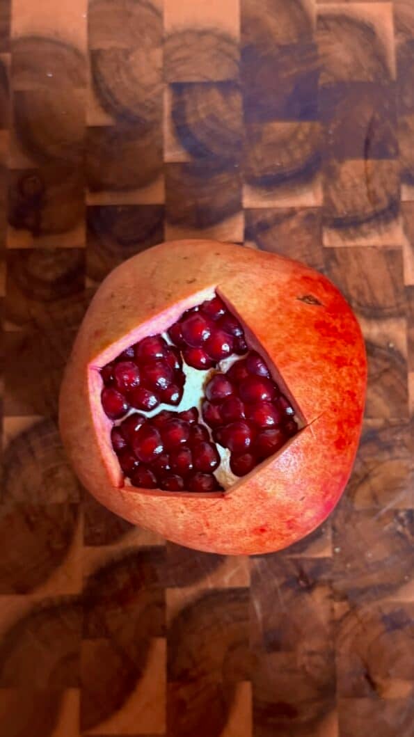 Pomegrante with top cut out