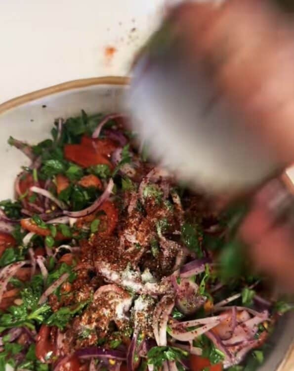 Spices added to bowl