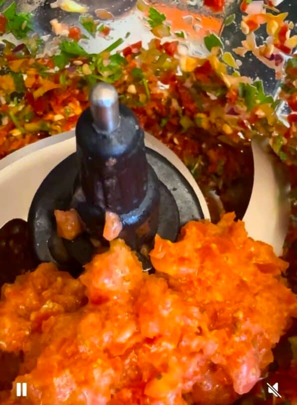Tomatoes added back to blender with other veg