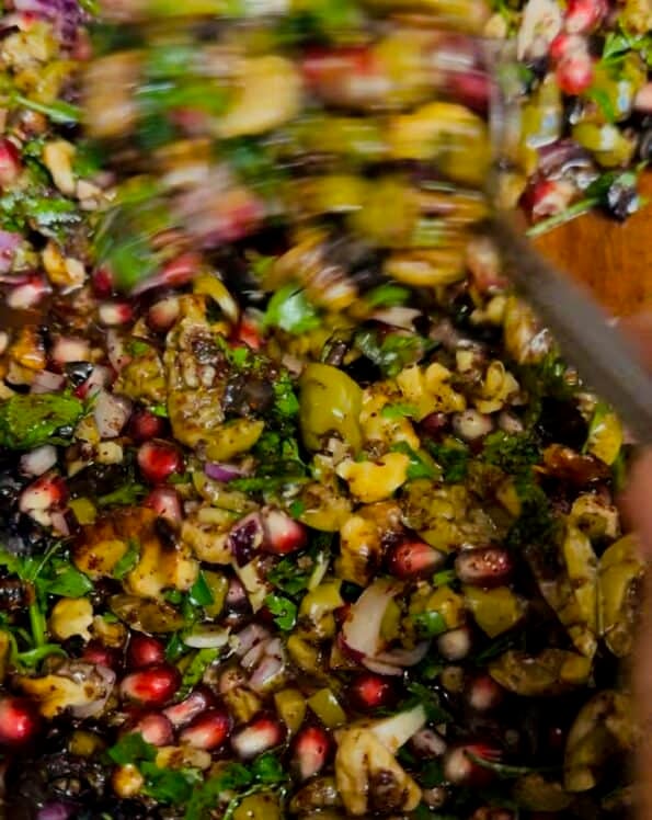 Salad being mixed