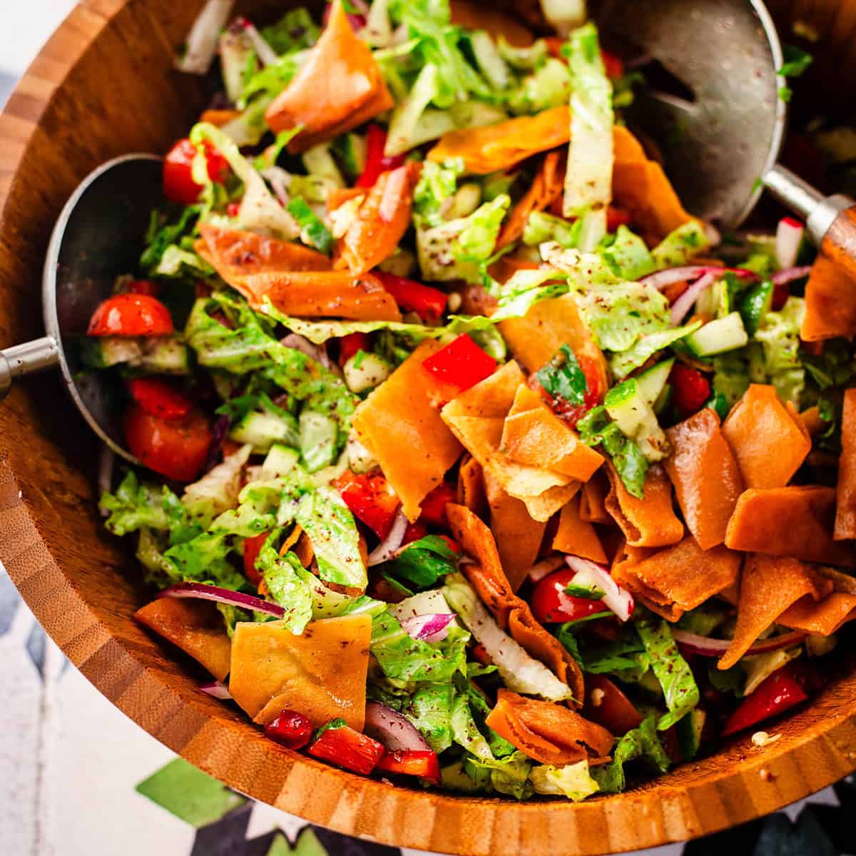Fattoush Salad in a bowl