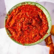 Ezme in a bowl with Pitta chips