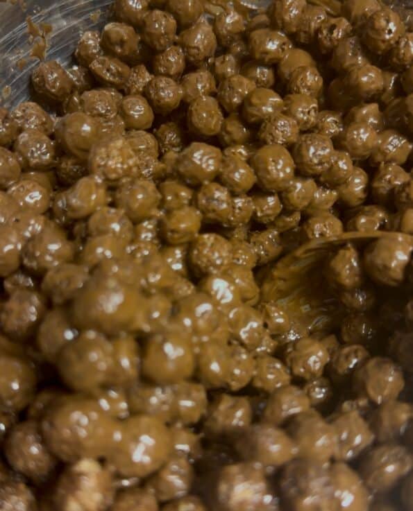 Chocolate ball and Chocolate spread mixed in bowl